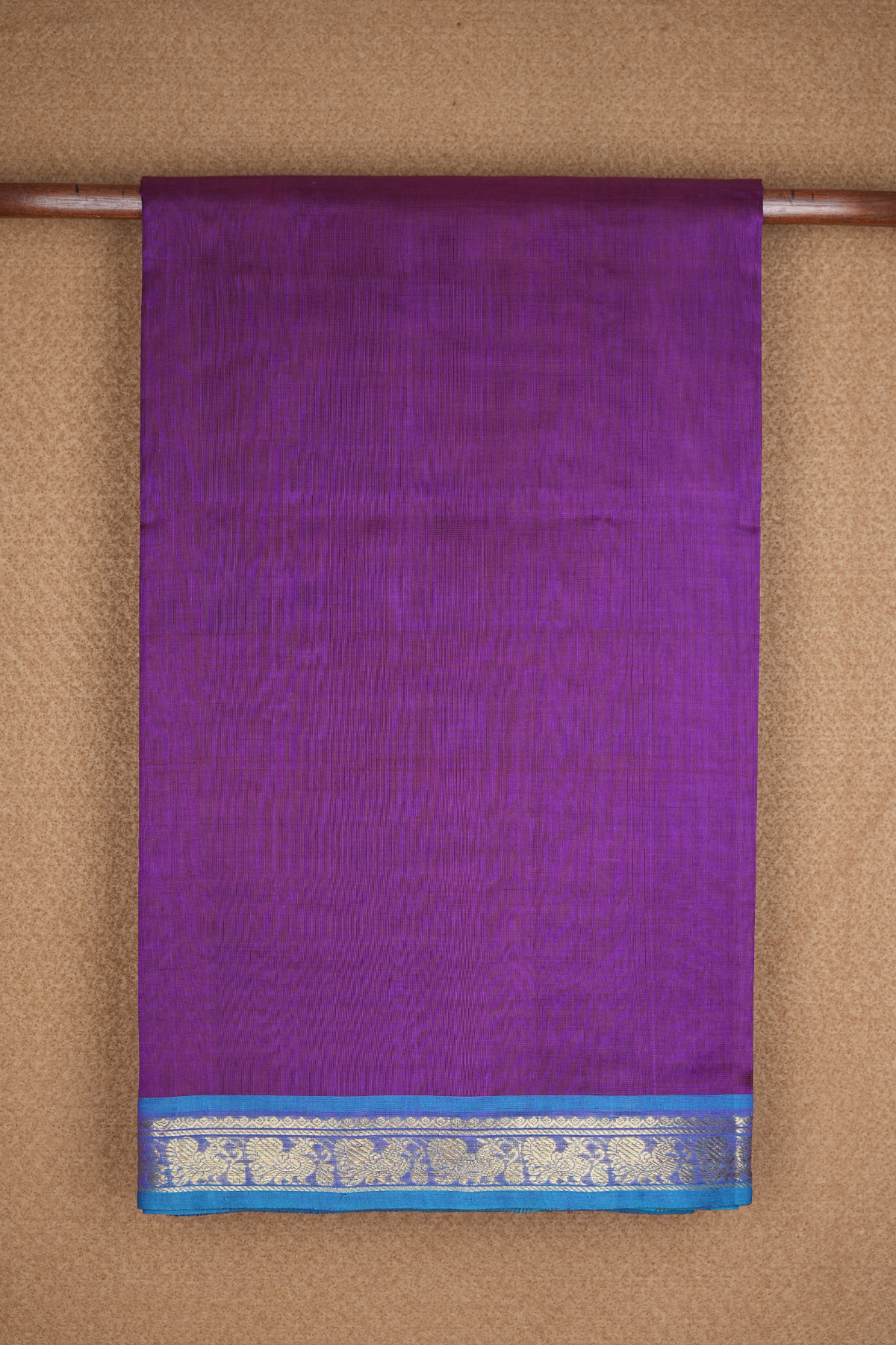 Peacock Border Plain Purple Traditional Silk Cotton Saree