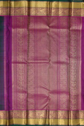 Peacock Floral Motifs Emerald Green Kanchipuram Silk Saree