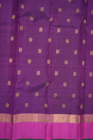 Peacock Floral Motifs Grape Purple Kanchipuram Silk Saree