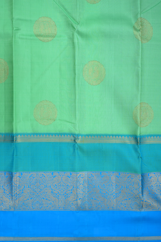 Peacock Motifs Celery Green Kanchipuram Silk Saree