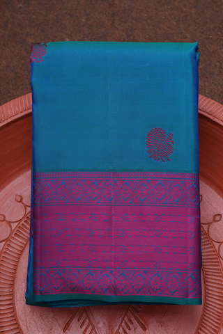 Peacock Motifs Peacock Blue Kanchipuram Silk Saree