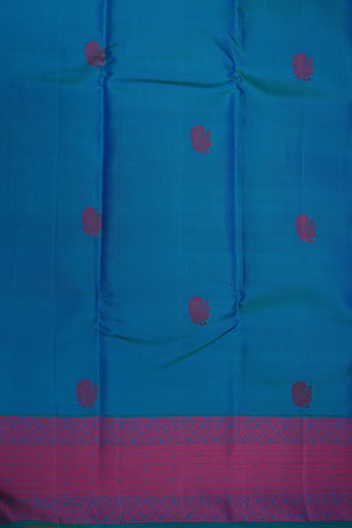 Peacock Motifs Peacock Blue Kanchipuram Silk Saree