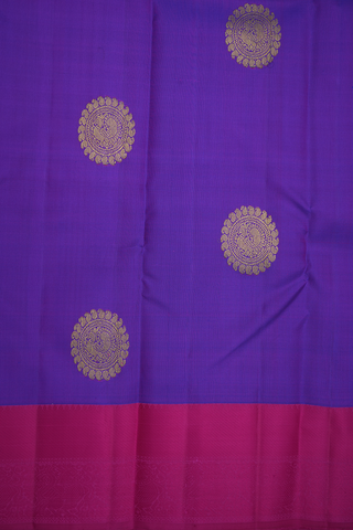 Peacock Motifs Purple Kanchipuram Silk Saree