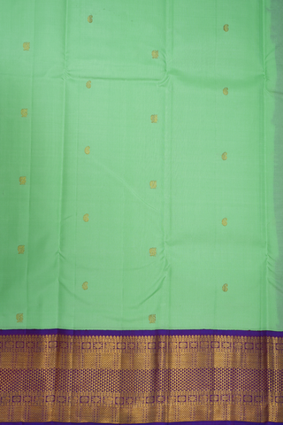 Peacock Paisley Buttis Pale Green Kanchipuram Silk Saree