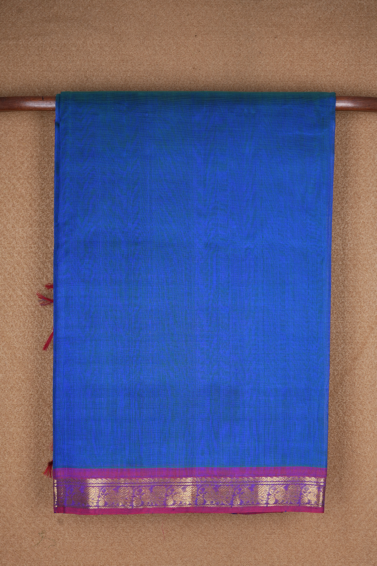 Peacock Zari Border Indigo Blue Nine Yards Silk Cotton Saree