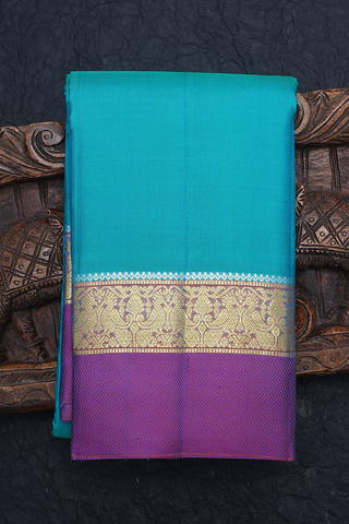 Peacock Zari Border Plain Peacock Blue Kanchipuram Silk Saree