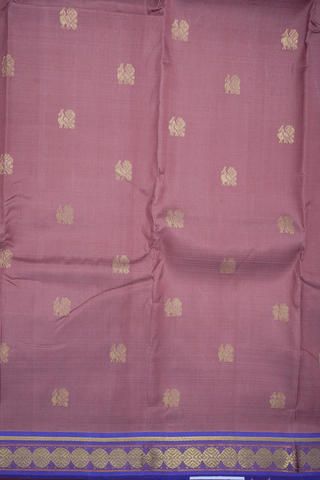 Peacock Zari Motifs Rose Beige Kanchipuram Silk Saree