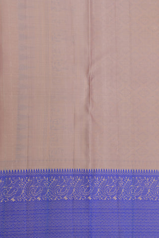 Plain Beige With Thread Work Border Kanchipuram Silk Saree