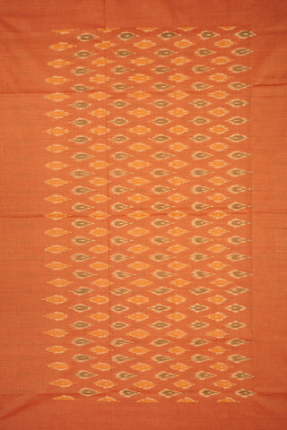 Plain Border Ikat Design Orange Pochampally Cotton Saree