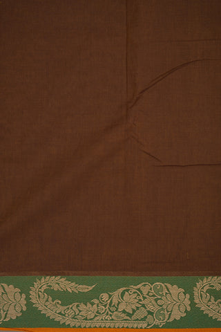 Plain Caramel Brown Chettinadu Cotton Saree