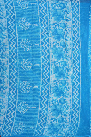 Printed Diamond Design Cerulean Blue Kota Cotton Saree