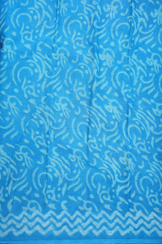 Printed Diamond Design Cerulean Blue Kota Cotton Saree