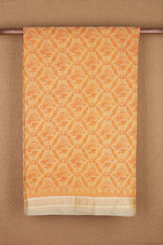 Printed Floral Design Pastel Orange Kota Cotton Saree