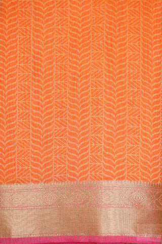 Printed Self Design Orange Kota Cotton Saree