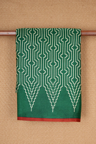 Allover Geometric Pattern Forest Green Printed Silk Saree