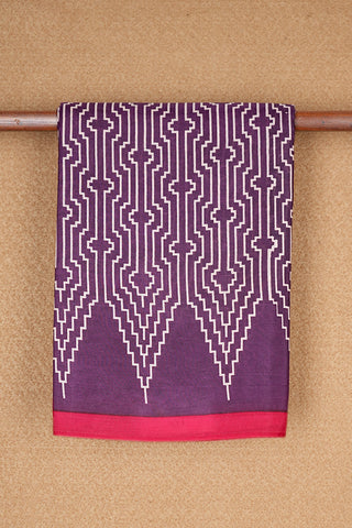 Allover Geometric Pattern Plum Purple Printed Silk Saree