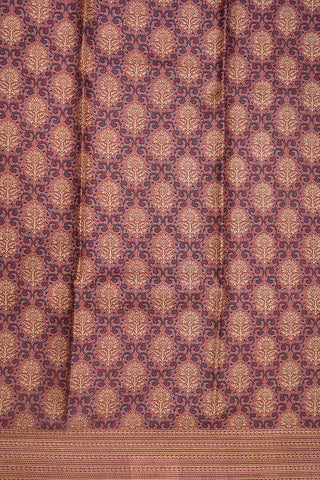 Floral Trellis Design Tone On Tone Rose Brown Printed Silk Saree