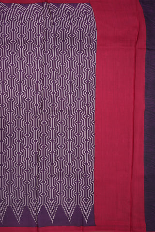 Allover Geometric Pattern Plum Purple Printed Silk Saree