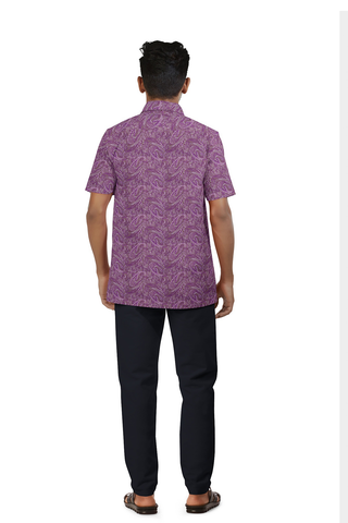 Regular Collar Allover Design Multicolor Tussar Silk Shirt