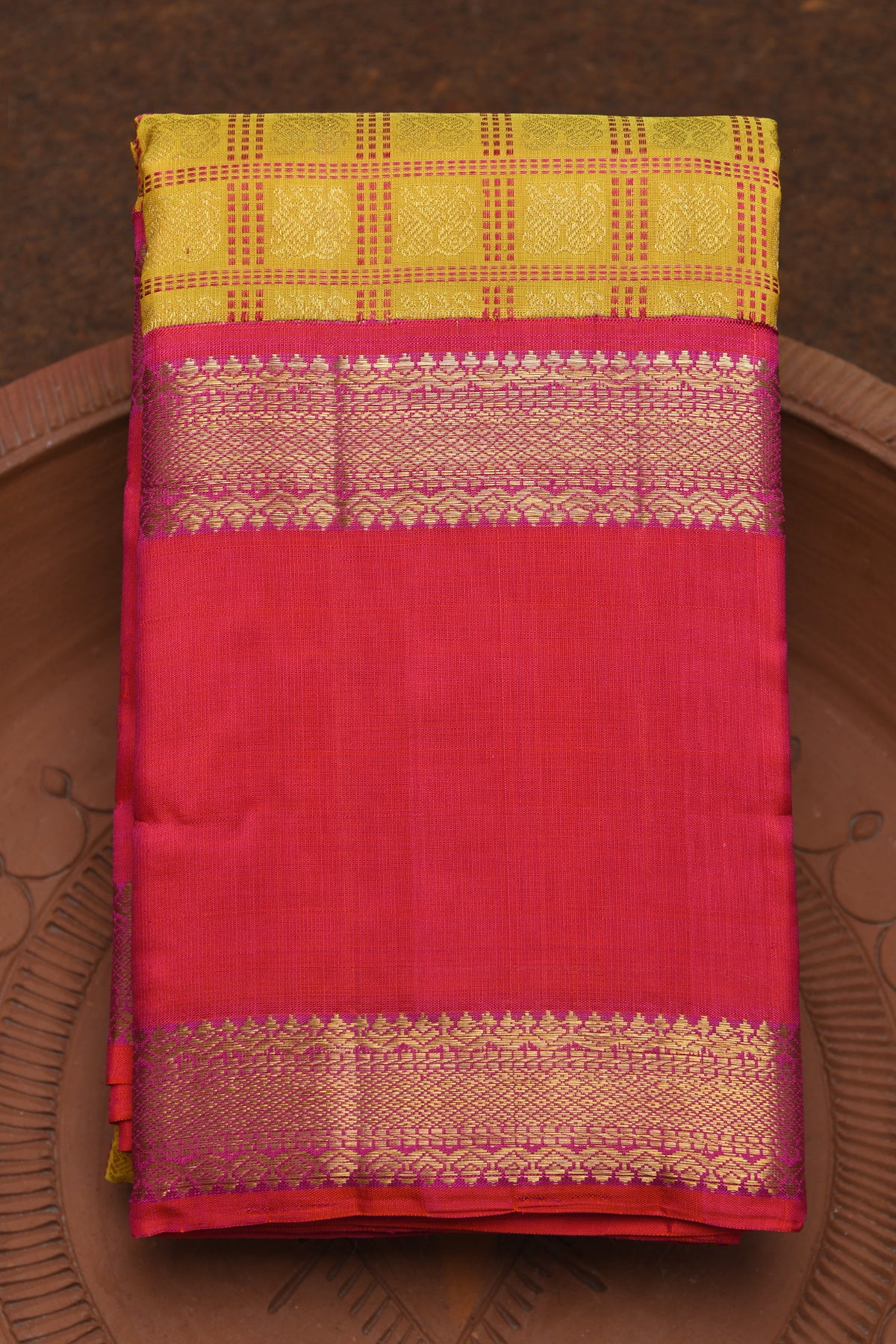 Rettai Pettu Zari Border Royal Yellow Kanchipuram Silk Saree