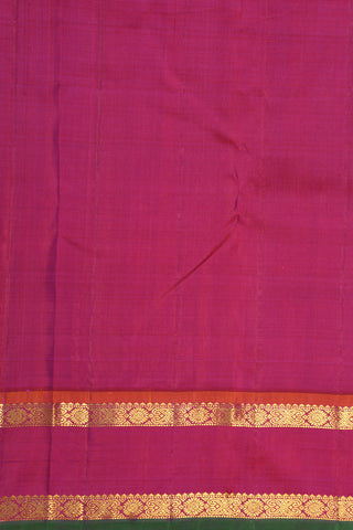 Rettai Pettu Zari Border With Olive Green Kanchipuram Silk Saree