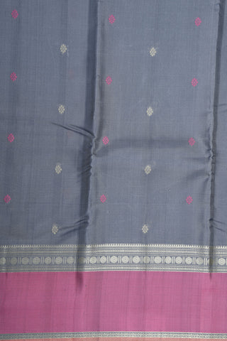 Rudraksh Border In Buttis Grey Kanchipuram Silk Saree