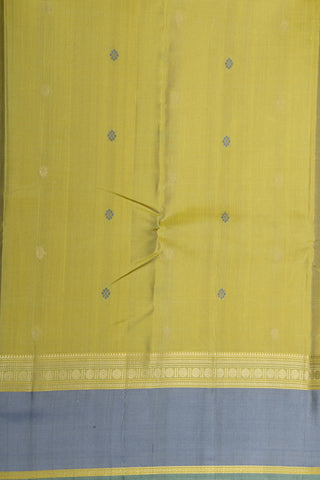 Thread Work Rudraksh Border In Buttis Banana Yellow Kanchipuram Silk Saree