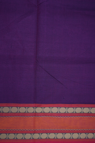 Rudraksh Border Plain Grape Purple Nine Yards Cotton Saree