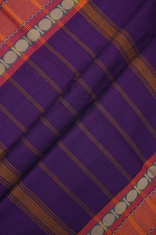 Rudraksh Border Plain Grape Purple Nine Yards Cotton Saree