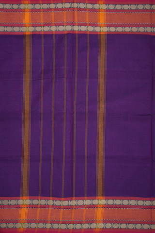 Rudraksh Border Plain Grape Purple Nine Yards Cotton Saree