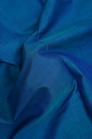 Rudraksh Border Plain Teal Blue Nine Yards Silk Cotton Saree