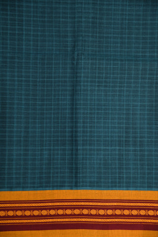 Rudraksh Border With Checks Peacock Blue Gadwal Cotton Saree