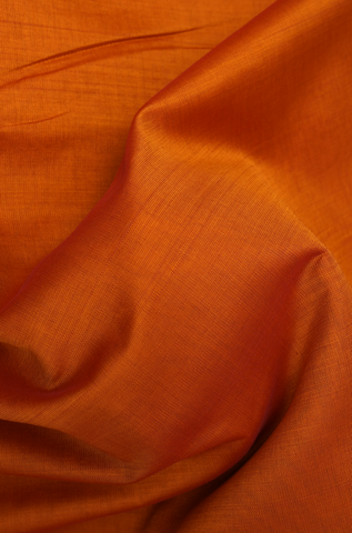 Rudraksh Temple Zari Border Ochre Orange Poly Cotton Saree