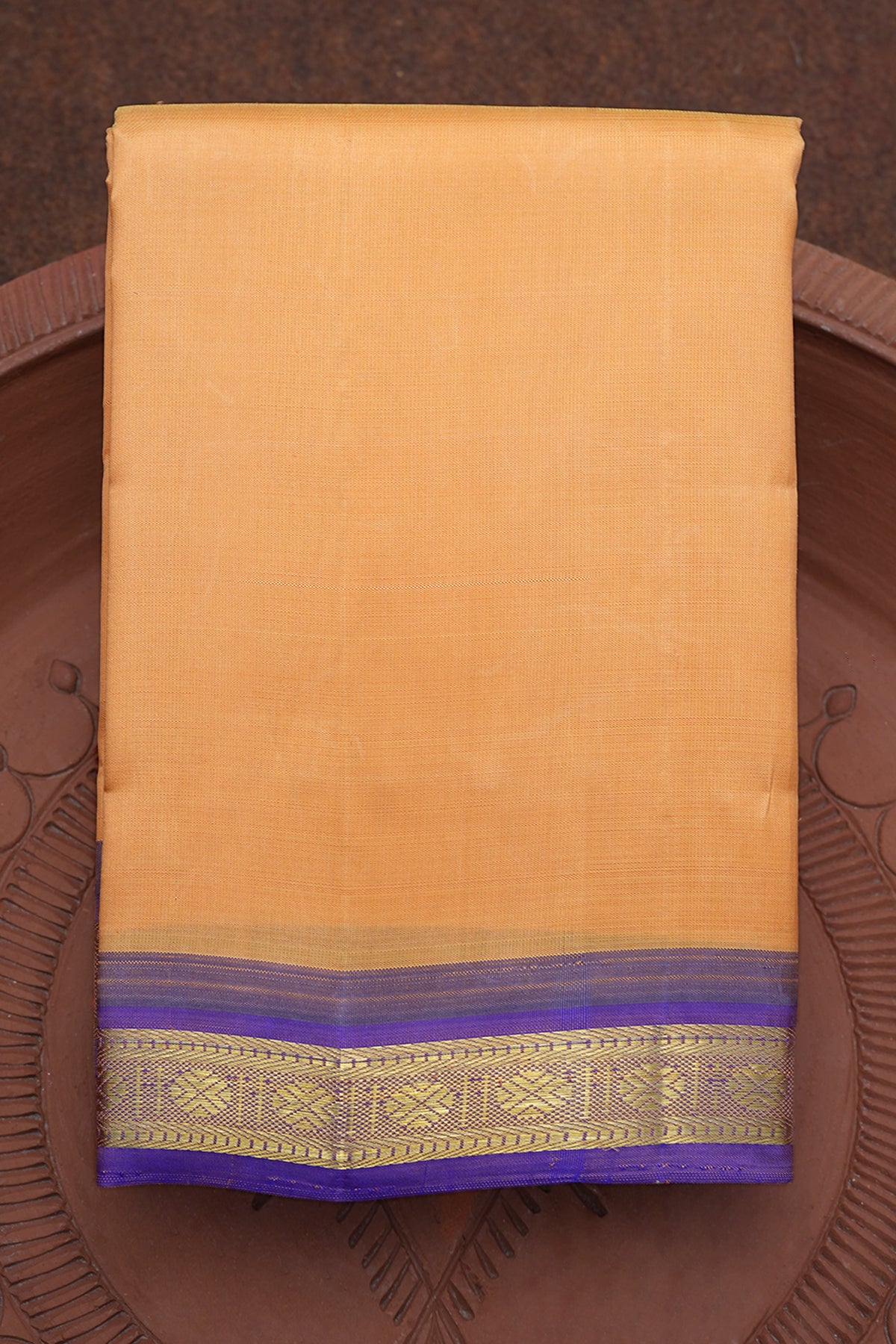 Rudraksh Zari Border Pastel Orange Kanchipuram Silk Saree