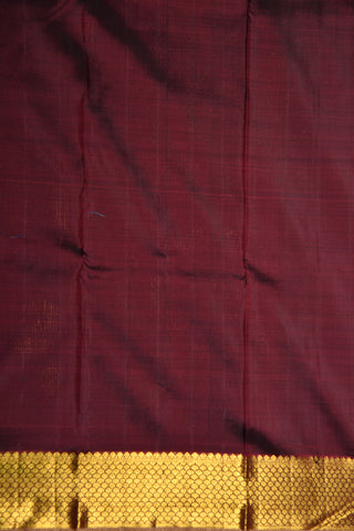 Zari Border With Checks Chocolate Brown Kanchipuram Silk Saree