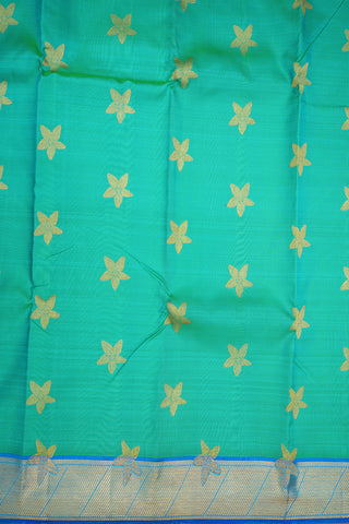 Star Shape Zari Motifs Jade Green Kanchipuram Silk Saree