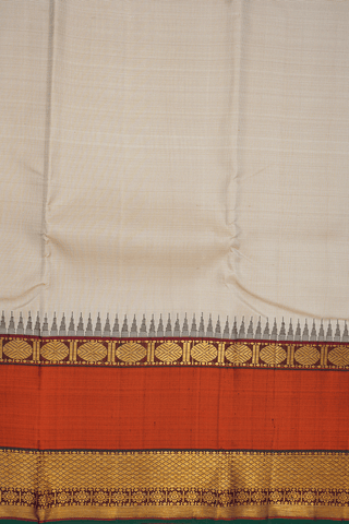 Self Stripes Design Beige Kanchipuram Silk Saree