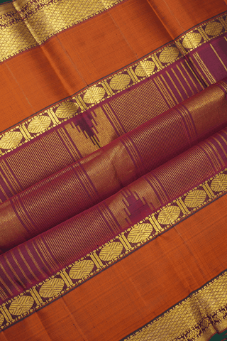 Self Stripes Design Beige Kanchipuram Silk Saree