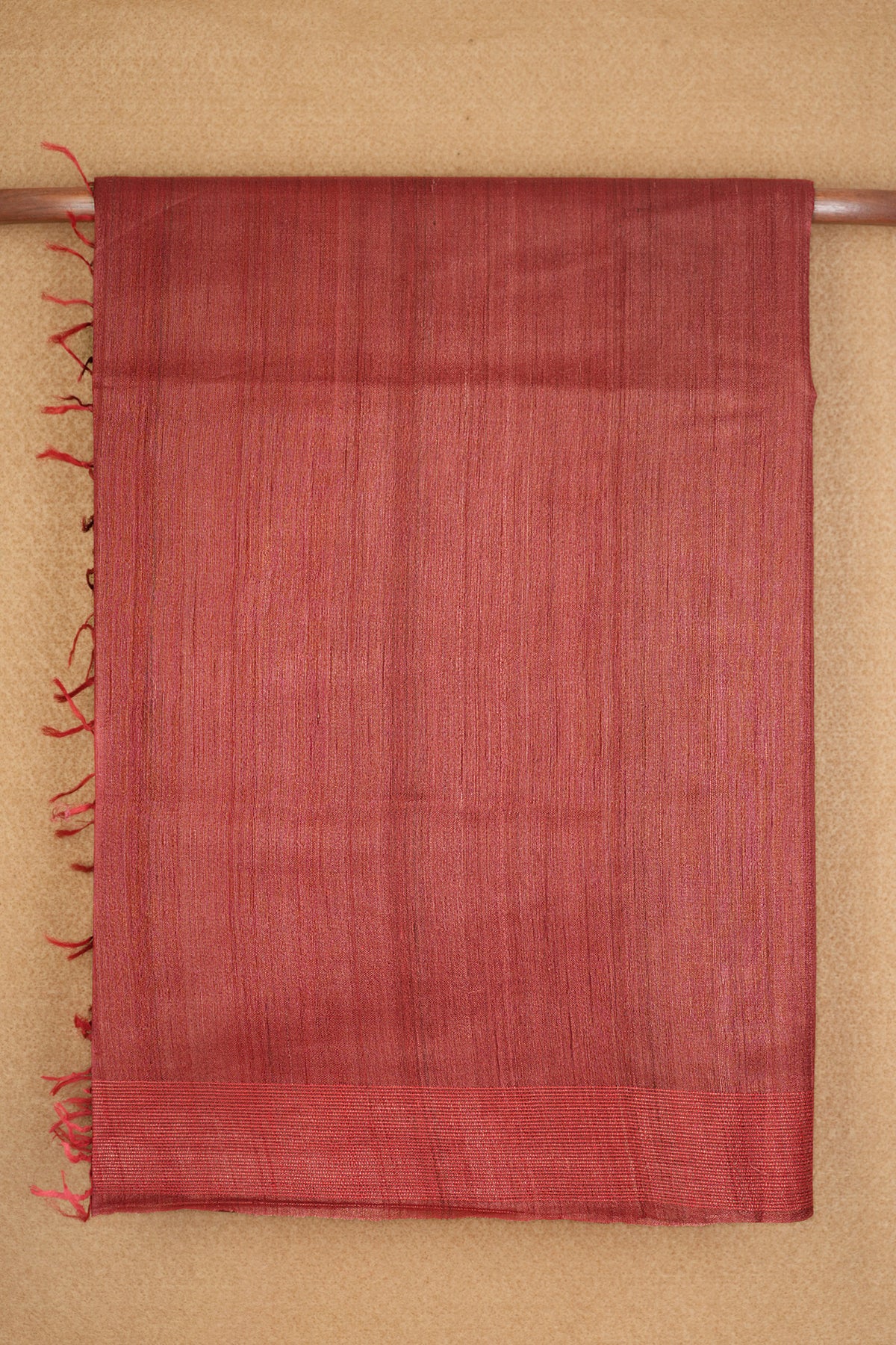 Self Thread Border Rust Red Jute Saree