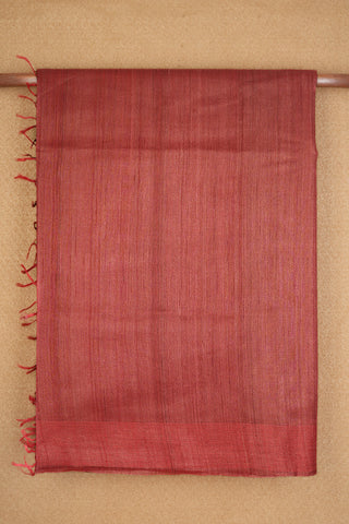 Self Thread Border Rust Red Jute Saree