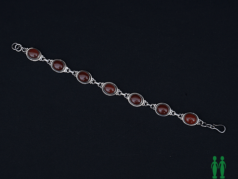 Pure Silver Garnet Stones Bracelet