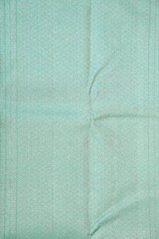 Silver Zari Border In Jacquard Pastel Green Kanchipuram Silk Saree