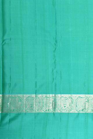 Silver Zari Border In Plain Pear Green Kanchipuram Silk Saree