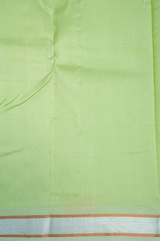 Chevron Zari Border Pastel Green Kanchipuram Silk Saree