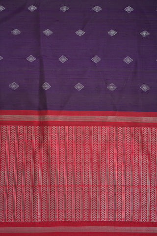 Silver Zari Motifs Plum Purple And Red Raw Silk Dupatta