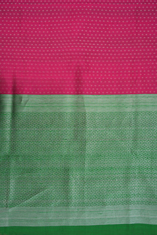 Silver Zari Polka Dots Punch Pink And Green Raw Silk Dupatta