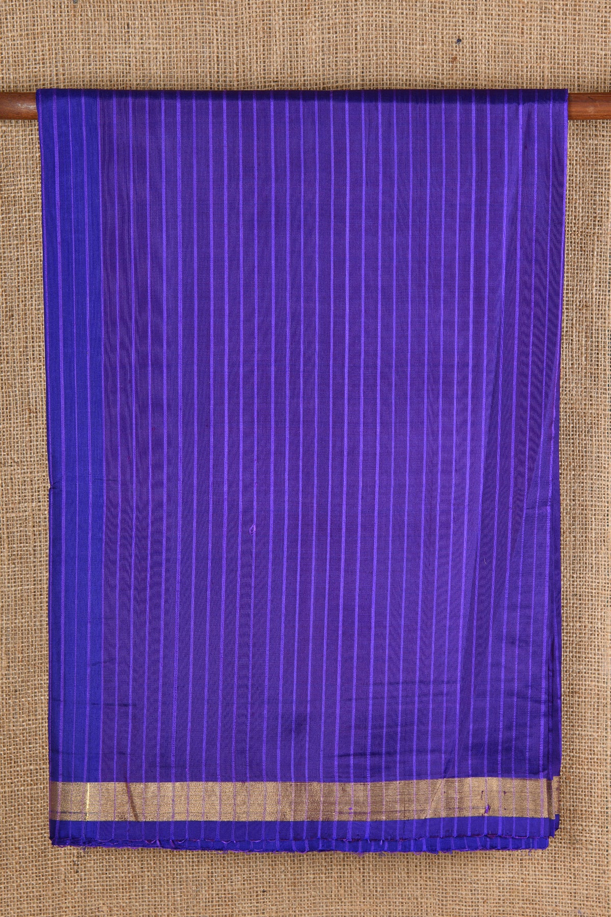 Small Border With Striped Navy Blue Plain Silk Saree