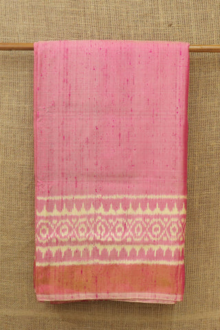 Small Border In Plain Coral Pink Coral Pink Patola Silk Saree