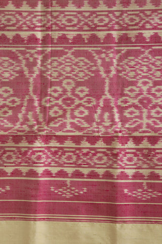 Small Border In Plain Coral Pink Coral Pink Patola Silk Saree