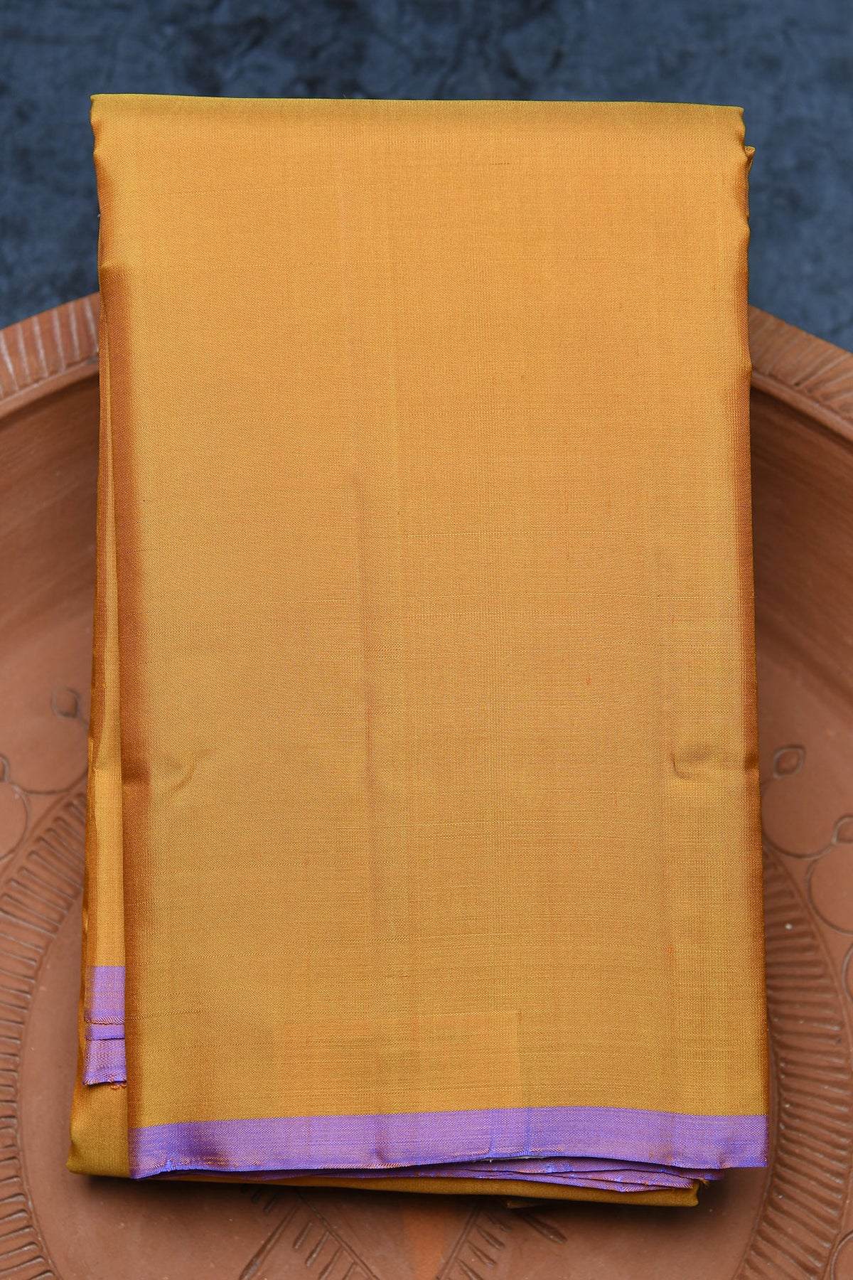 Small Border In Plain Mustard Yellow Kanchipuram Silk Saree